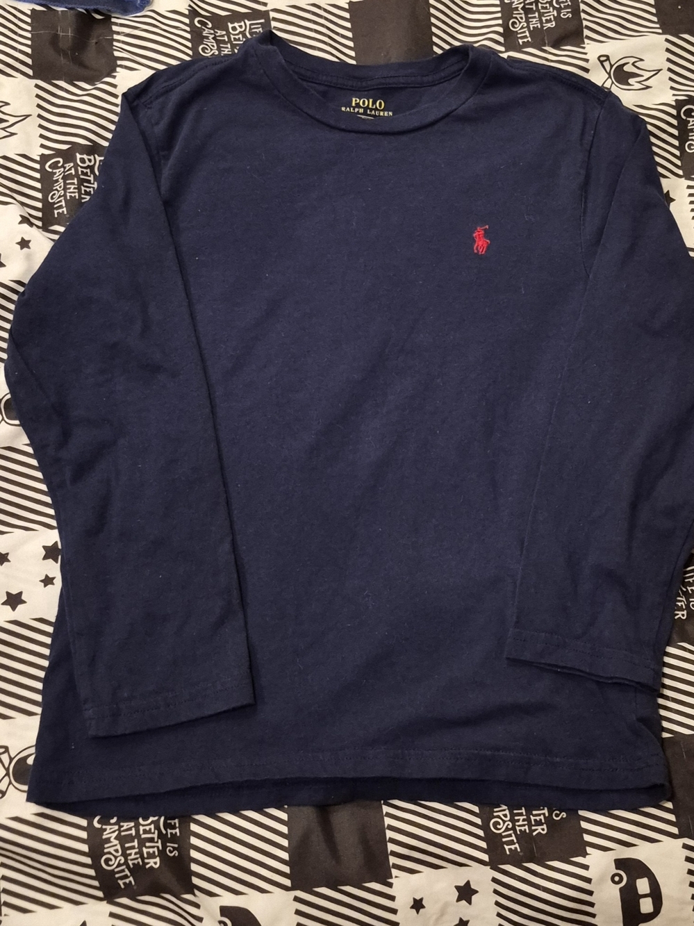 Polo by Ralph Lauren Navy Long-Sleeve Tee with Red Pony Logo